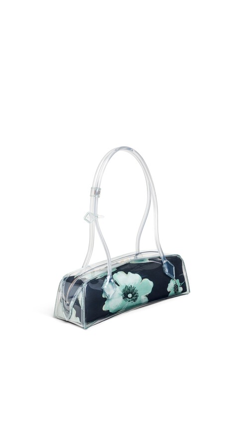 ALA&Iuml;A LE TECKEL MEDIUM BAG IN POLYURETHANE AND FLOWER PRINT BLACK/GREEN - View 2