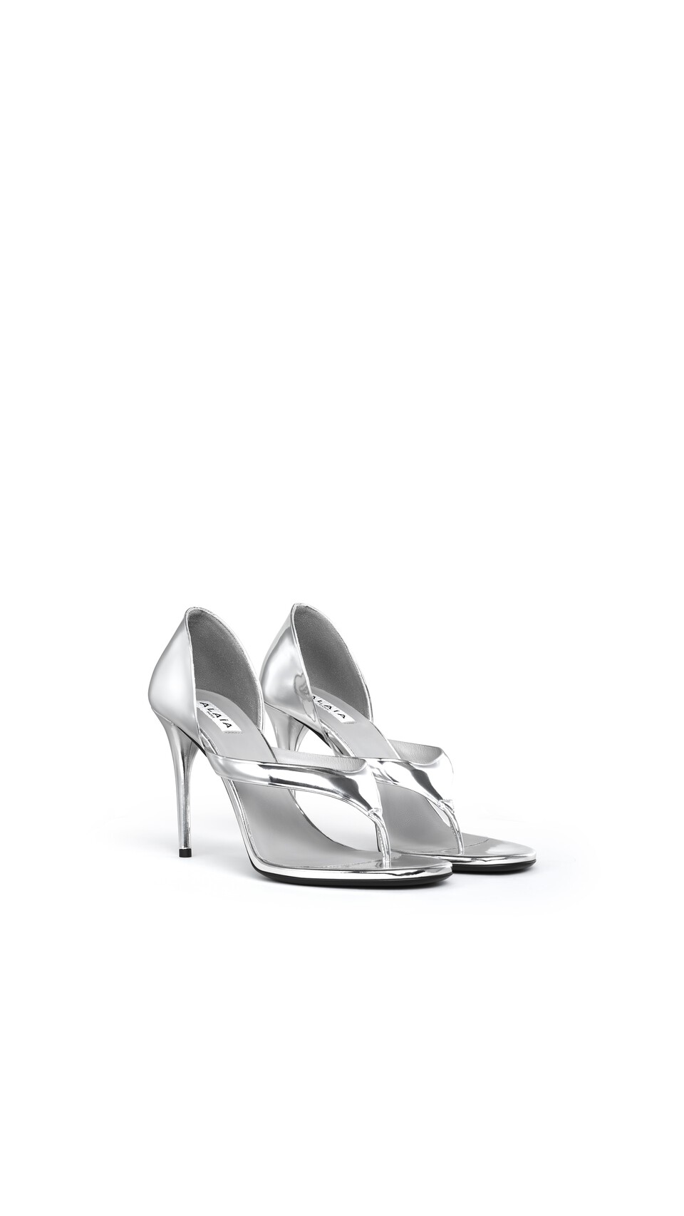 ALA&Iuml;A INFRADITO SANDALS IN MIRROR CALFSKIN WHITE SILVER - View 2
