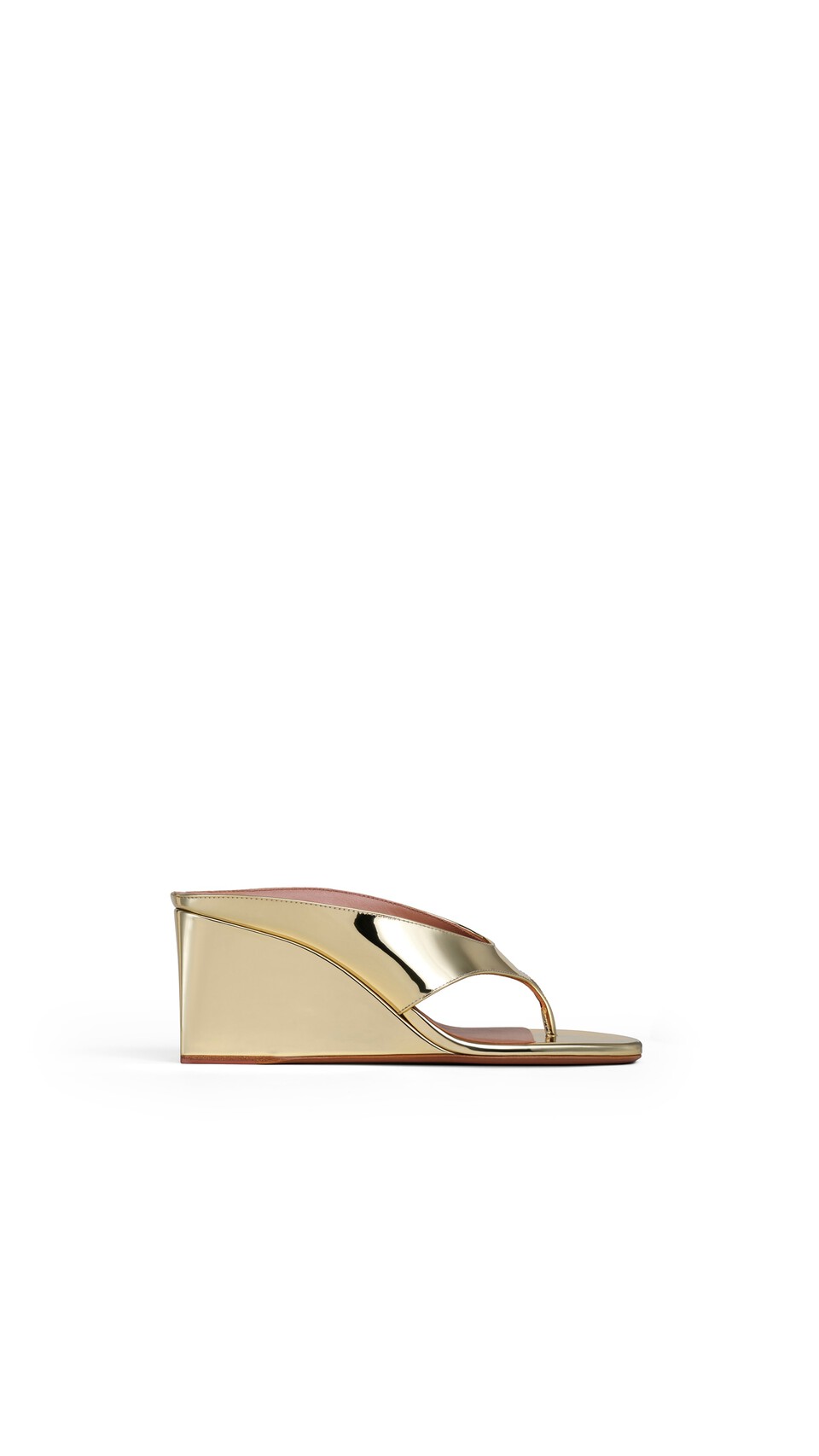 ALA&Iuml;A CUBE THONG MULES IN MIRROR FABRIC PLATINUM