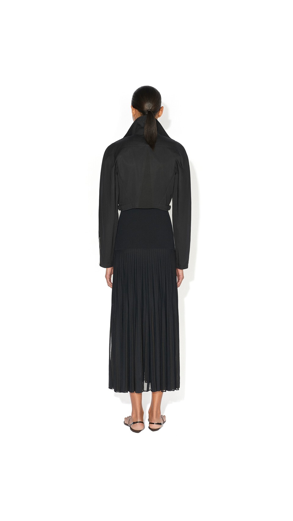 ALA&Iuml;A PLEATED SHEER DRESS BLACK - View 3