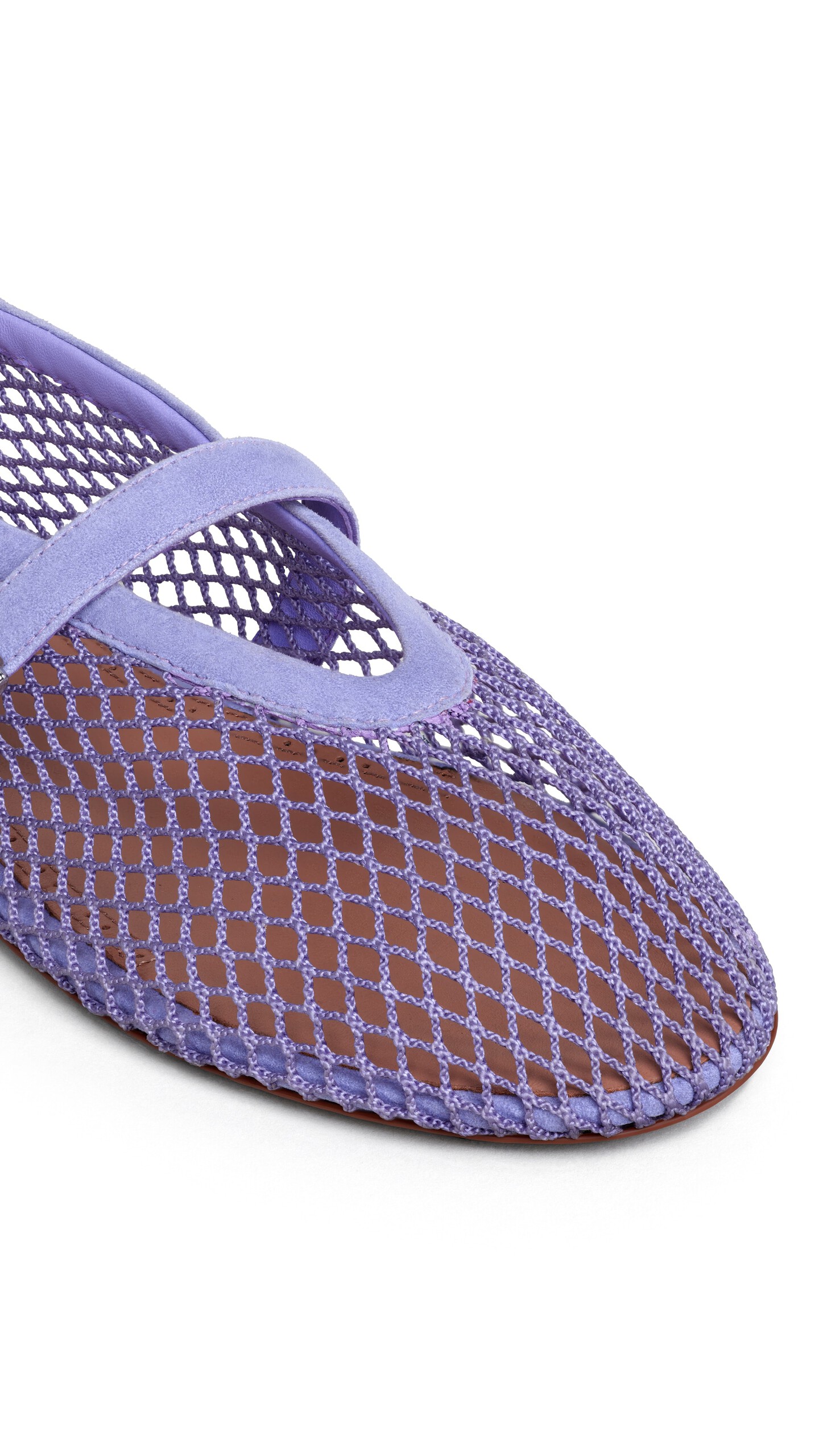 ALA&Iuml;A BALLET FLATS IN FISHNET AND SUEDE LILAC - View 3