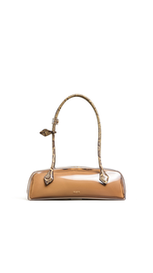 HONEY - ALA&Iuml;A LE TECKEL MEDIUM BAG IN POLYURETHANE AND AYERS LEATHER