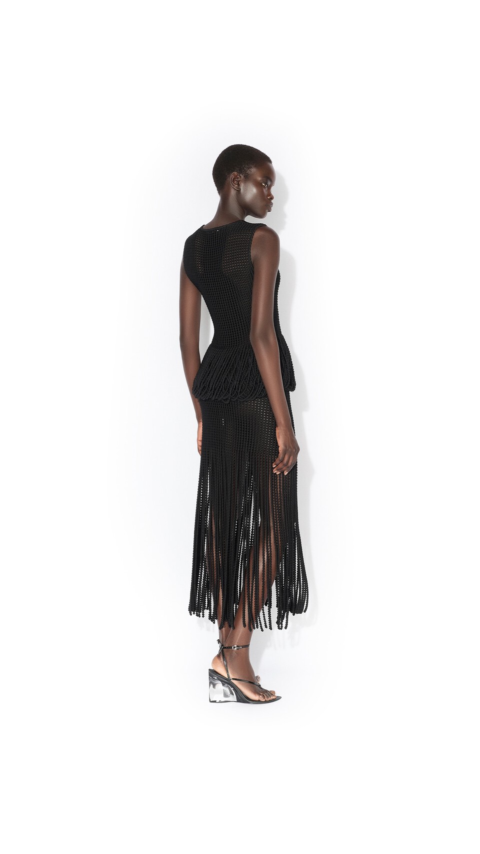 ALA&Iuml;A BEADED KNIT COLUMN SKIRT BLACK - View 3