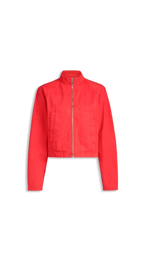 ALA&Iuml;A ROUND DENIM JACKET VERMILION RED