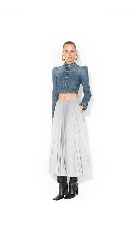WOOL GABARDINE PLEATED SKIRT