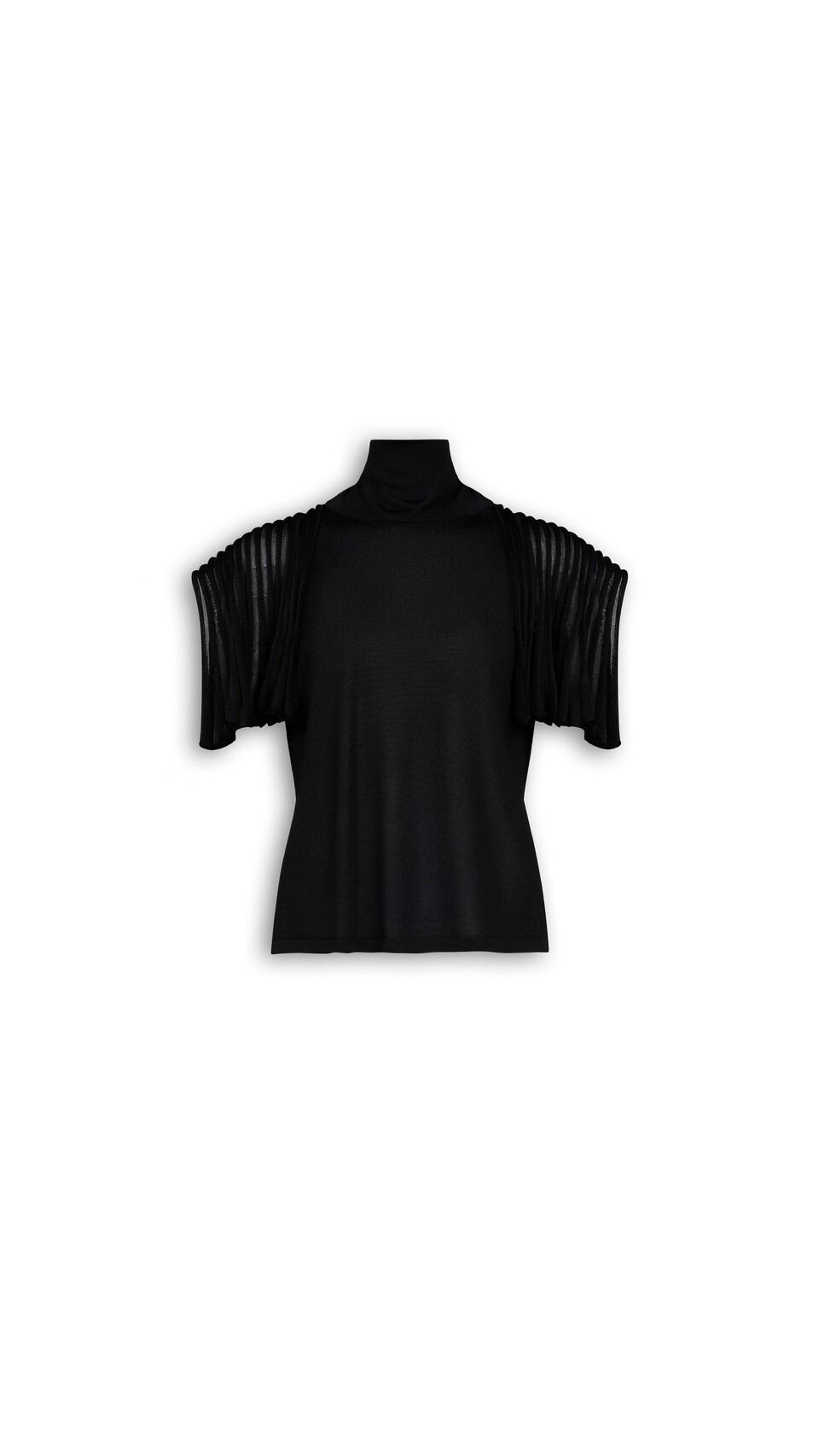 ALA&Iuml;A LEAF-GODET TOP BLACK
