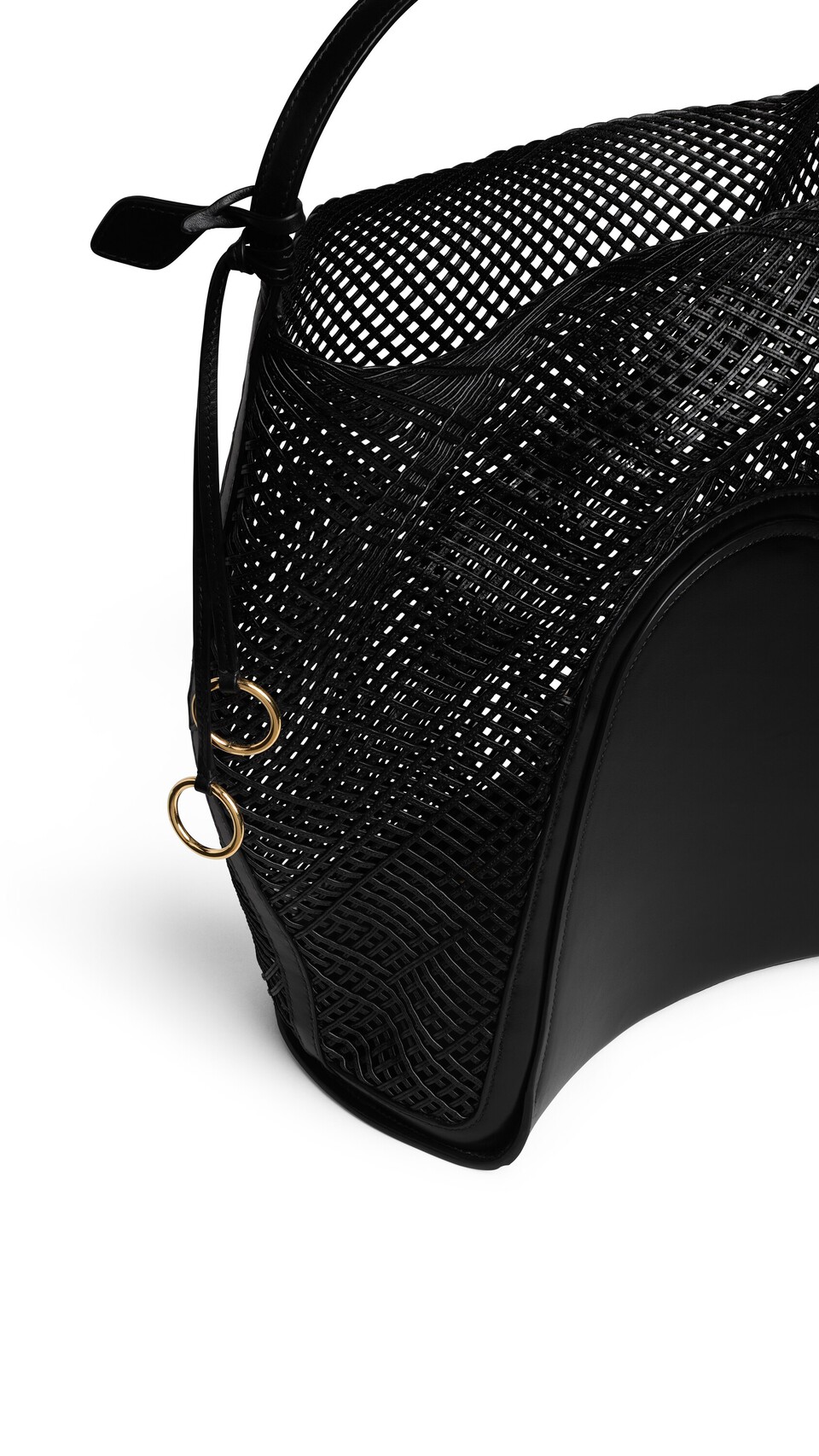 ALA&Iuml;A HIP LARGE BUCKET BAG IN LEATHER NET BLACK - View 3