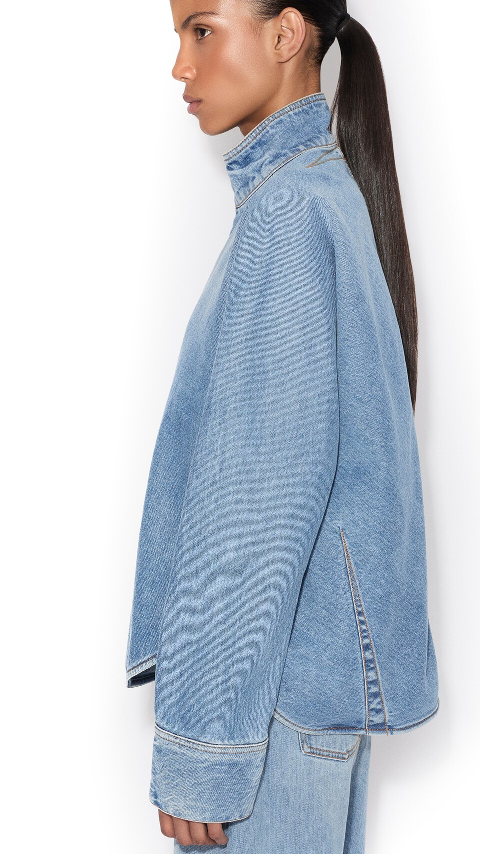 ALA&Iuml;A ZIP DENIM SHIRT CLOUDY BLUE - View 4