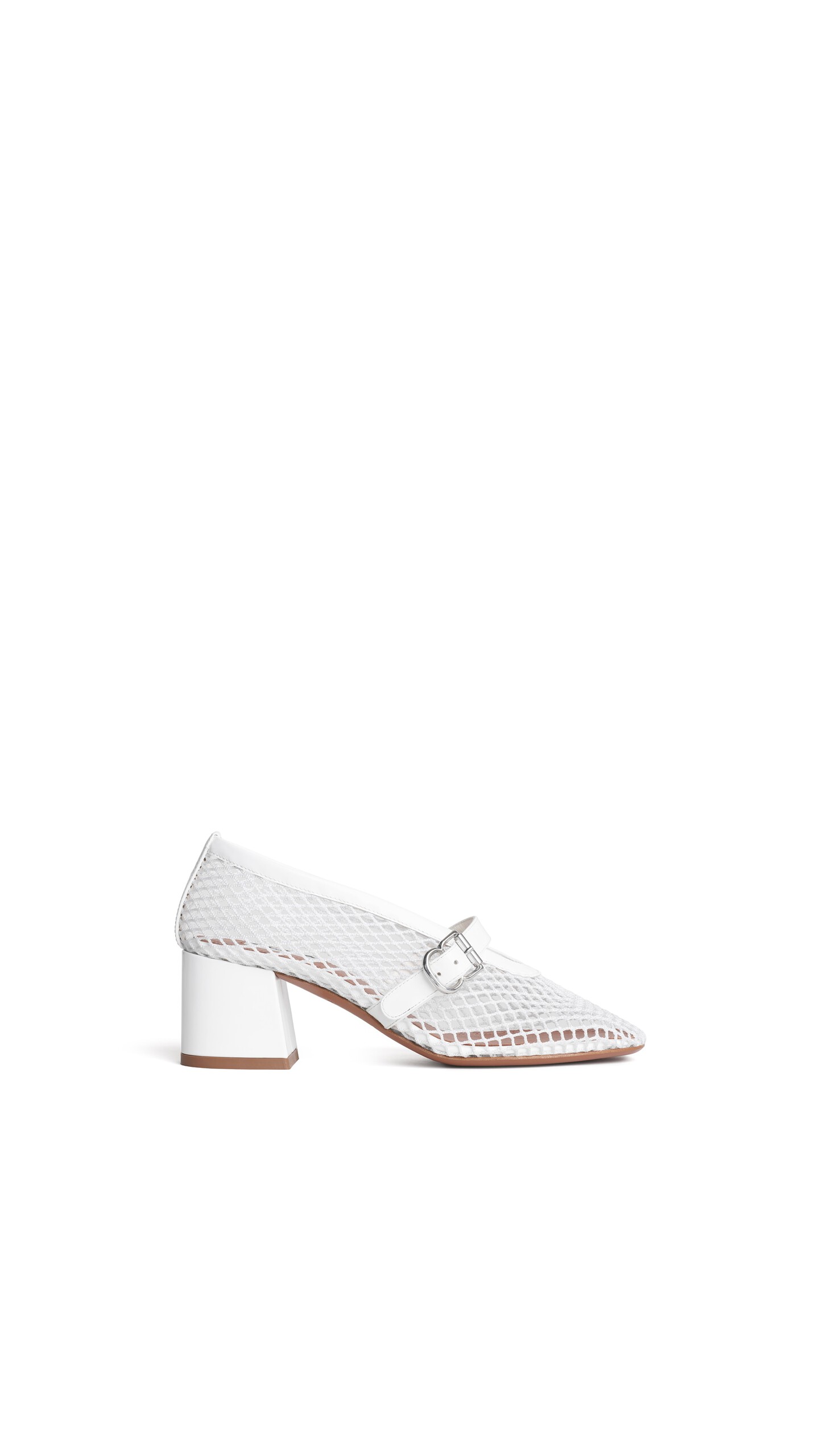 ALA&Iuml;A MARY JANES 55 IN FISHNET  OPTICAL WHITE