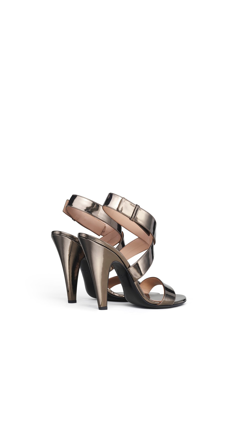 ALA&Iuml;A CONE SANDALS IN MIRROR FABRIC METAL BROWN - View 3