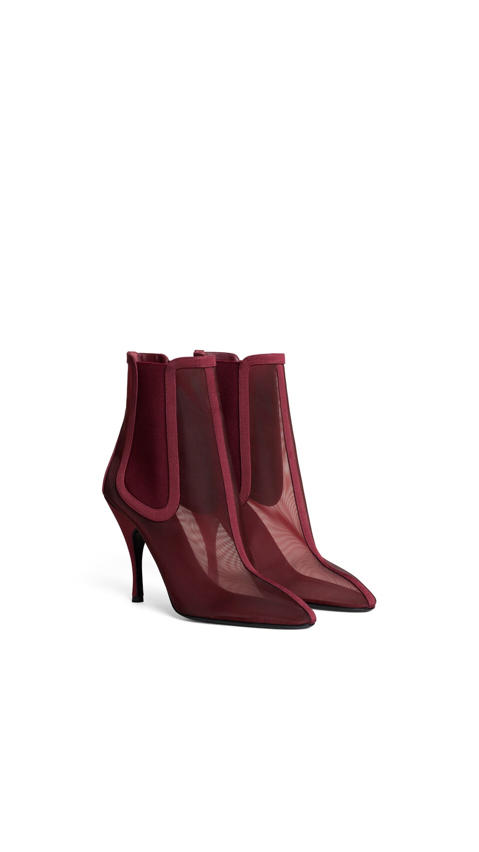 ALA&Iuml;A HEELED CHELSEA BOOTS IN MESH BORDEAUX - View 2