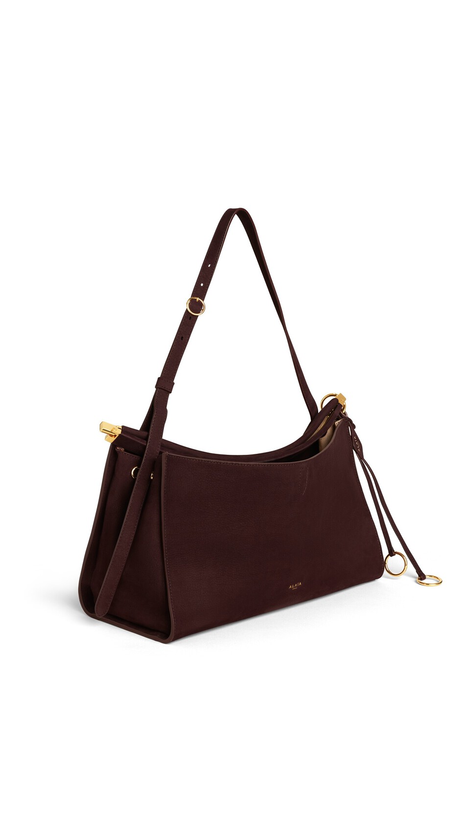 ALA&Iuml;A LE CLICK POCKET 35 BAG IN NUBUCK BORDEAUX - View 2