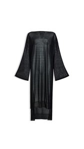 BLACK - ALA&Iuml;A SLIK LINEN KAFTAN DRESS