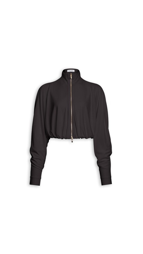 ALA&Iuml;A DRAPED MATTE JERSEY JACKET EBENE