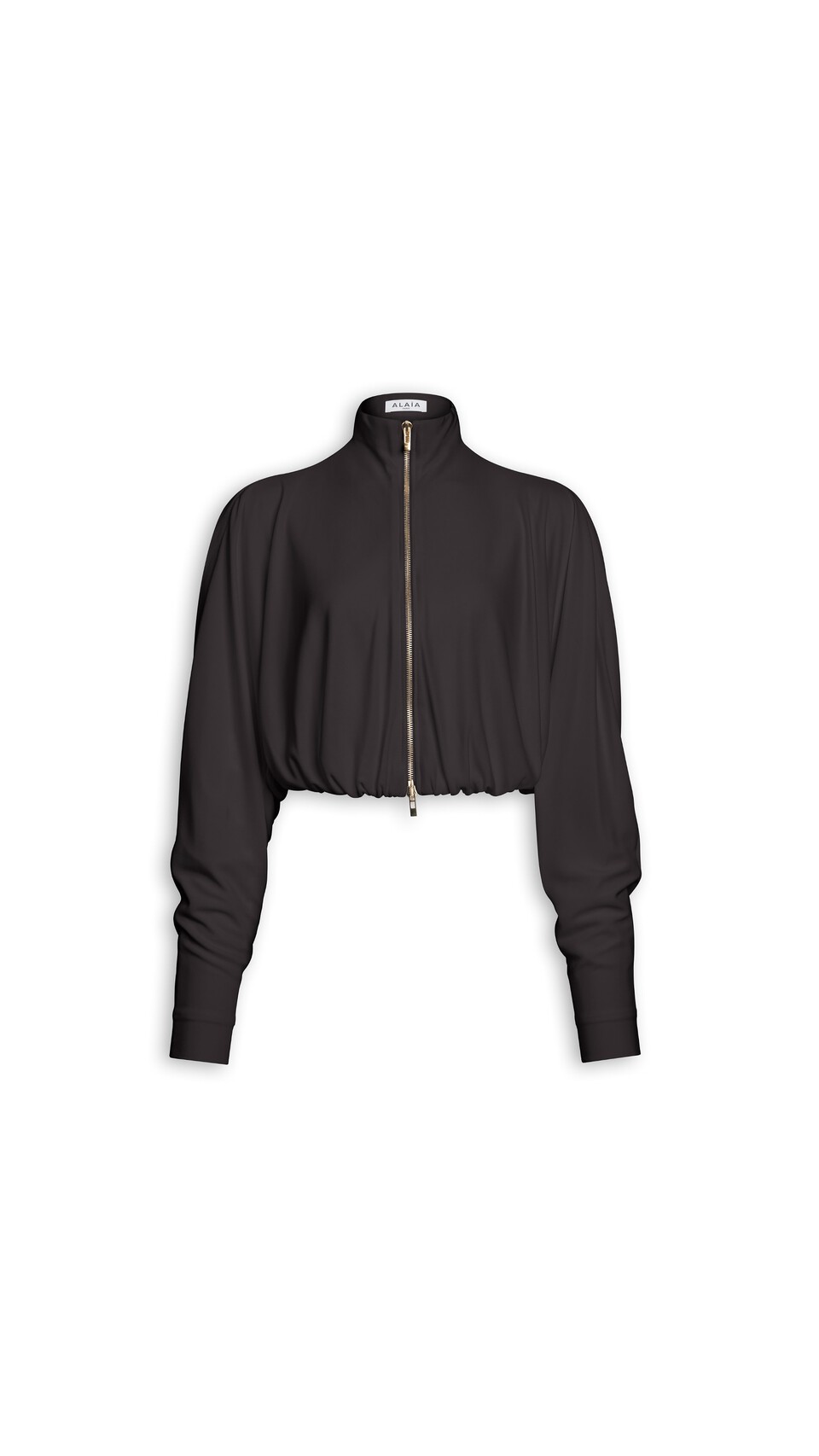 ALA&Iuml;A DRAPED MATTE JERSEY JACKET EBENE
