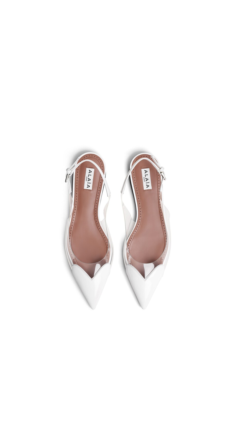 ALA&Iuml;A LE C&OElig;UR FLAT SLINGBACKS IN PATENT CALFSKIN OPTICAL WHITE - View 4