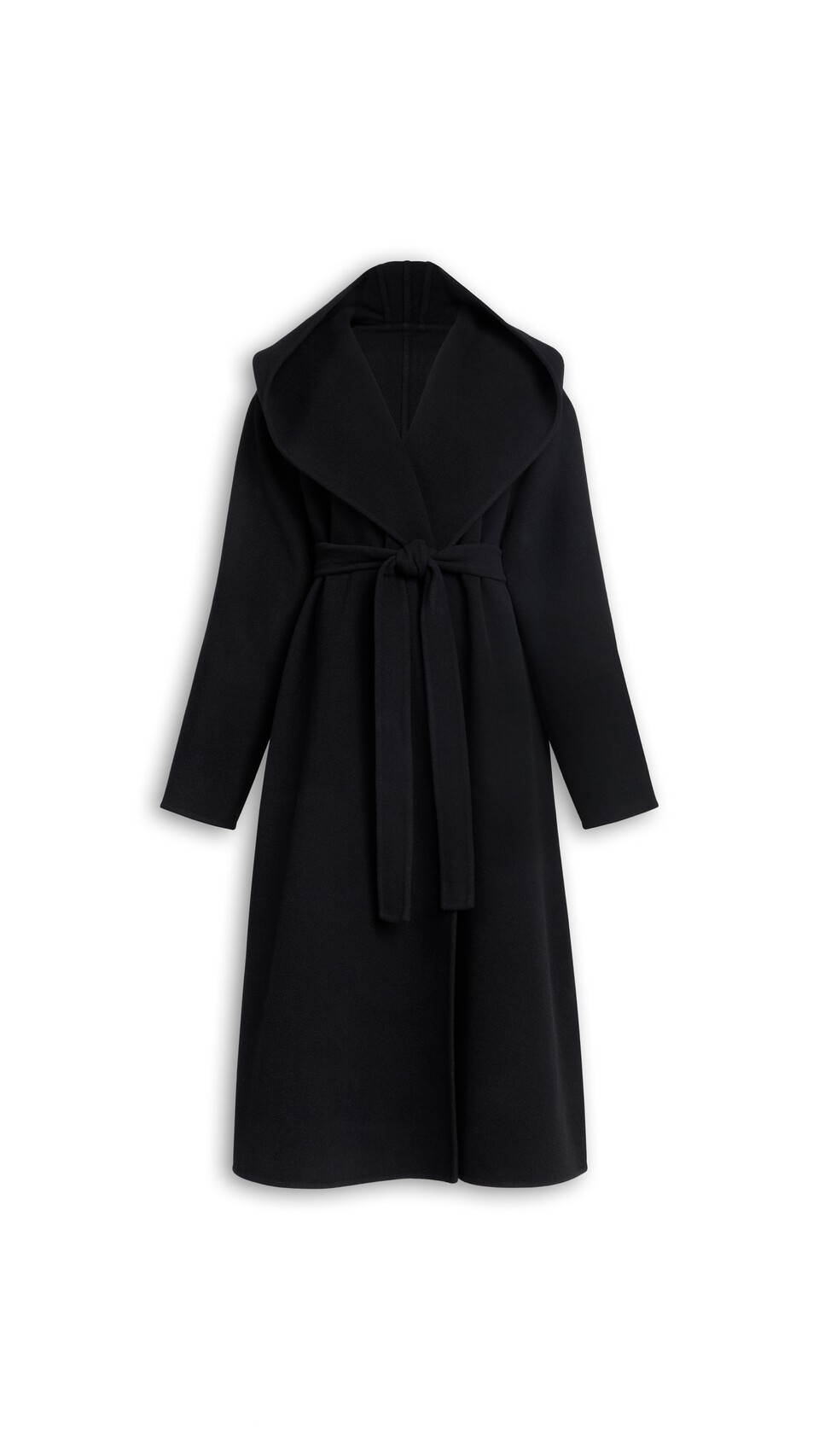 ALA&Iuml;A HOOD WRAP WOOL COAT BLACK