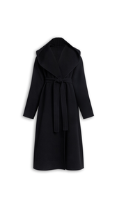 BLACK - ALA&Iuml;A HOOD WRAP WOOL COAT