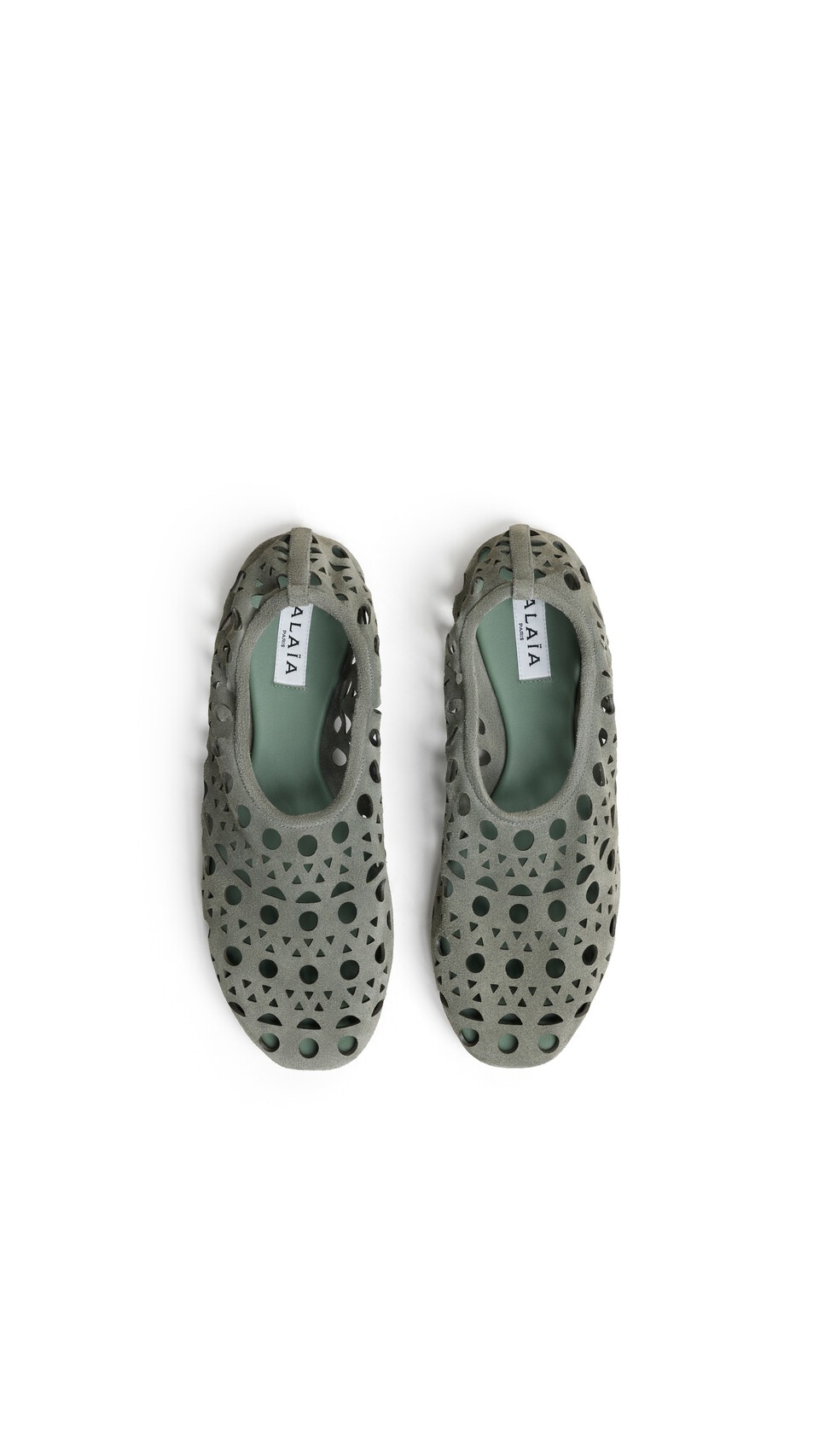 ALA&Iuml;A SLIPPERS VIENNE IN VELVET CALFSKIN KAKI - View 4