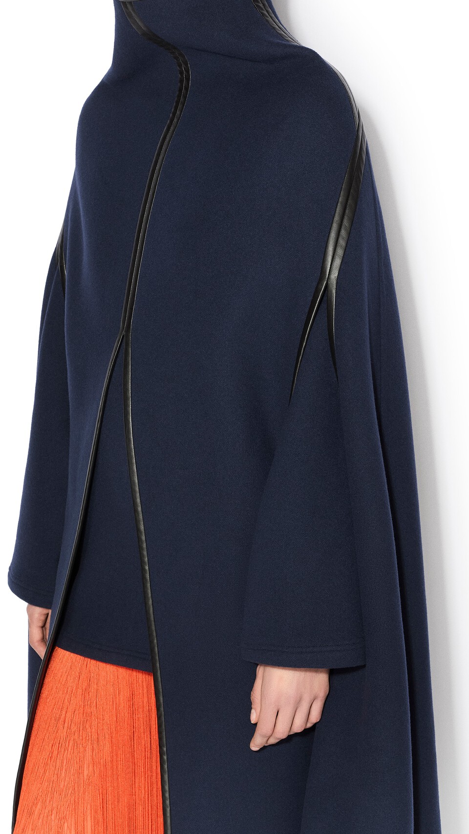 ALA&Iuml;A DOUBLE FACE WOOL CAPE COAT NAVY - View 4