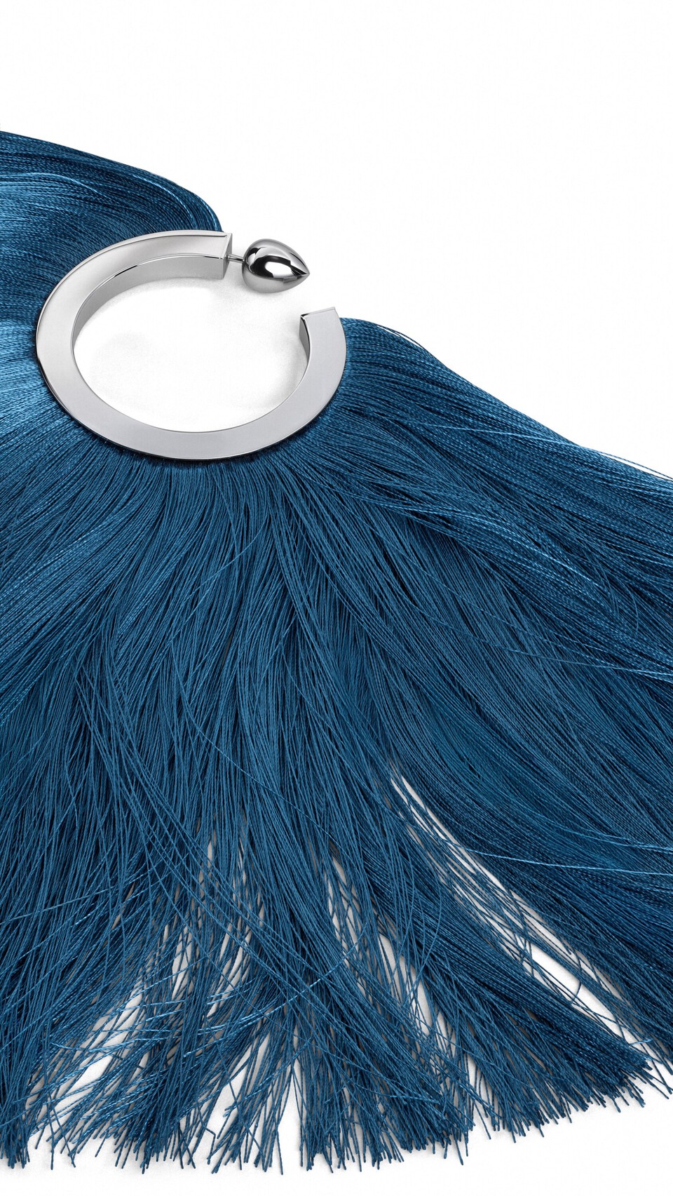 ALA&Iuml;A FRINGED HOOP EARRINGS BLUE - View 2
