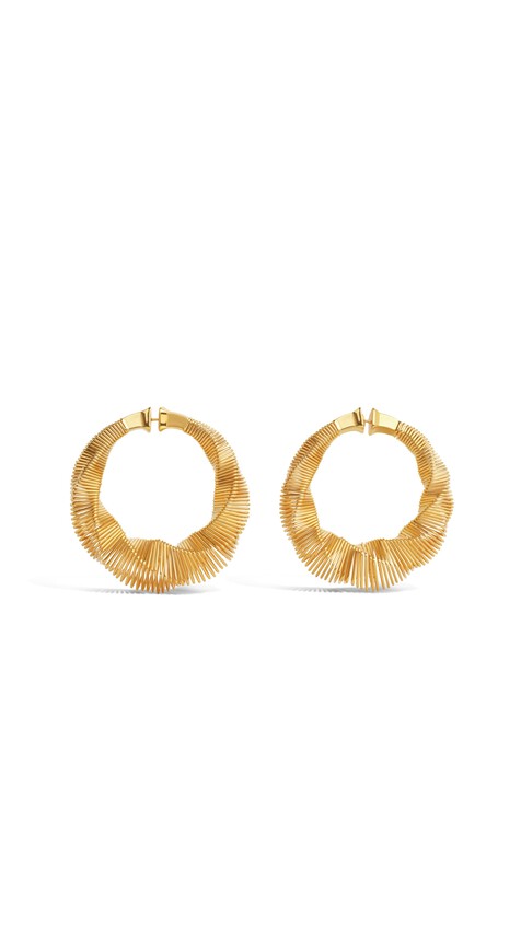 ALA&Iuml;A SPIRAL SQUARE HOOPS YELLOW GOLD METALS