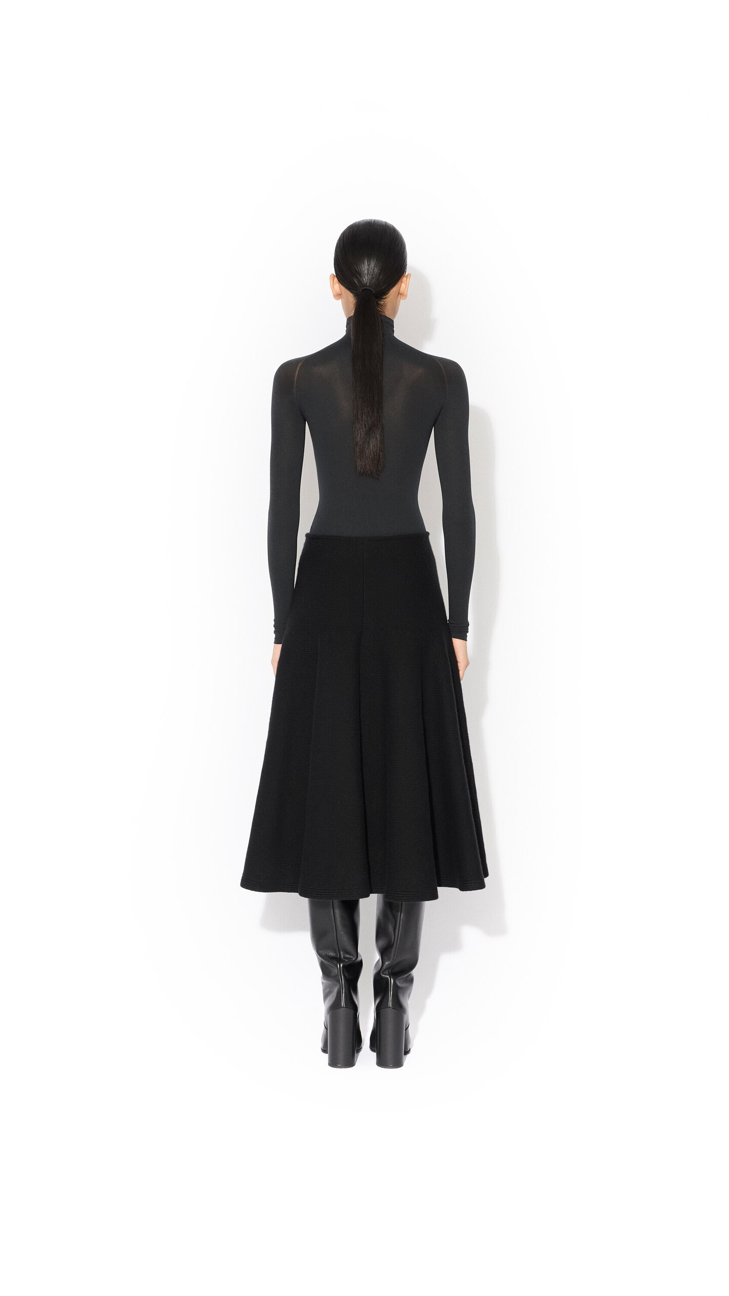 ALA&Iuml;A HIGH NECK SECOND-SKIN KNIT BODYSUIT BLACK - View 4
