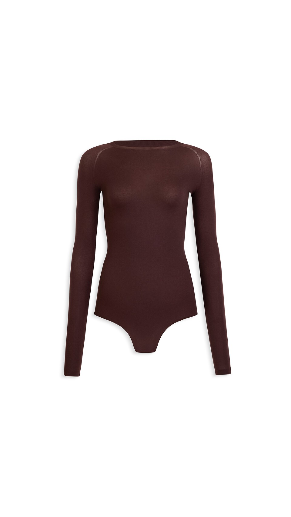 ALA&Iuml;A ROUND NECK SECOND-SKIN KNIT BODYSUIT CHOCOLATE