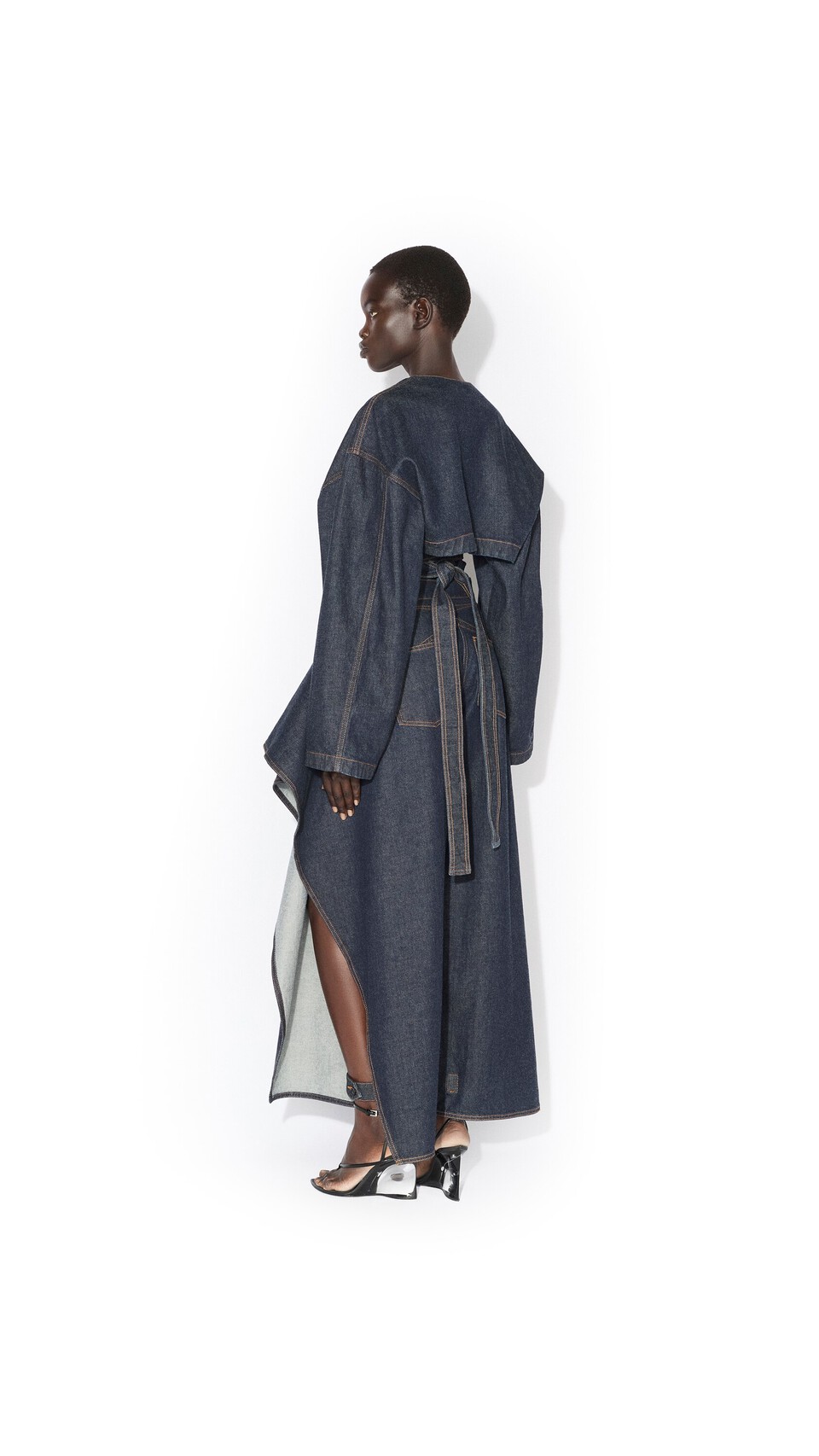 ALA&Iuml;A RUFFLE JEANS BLUE - View 3