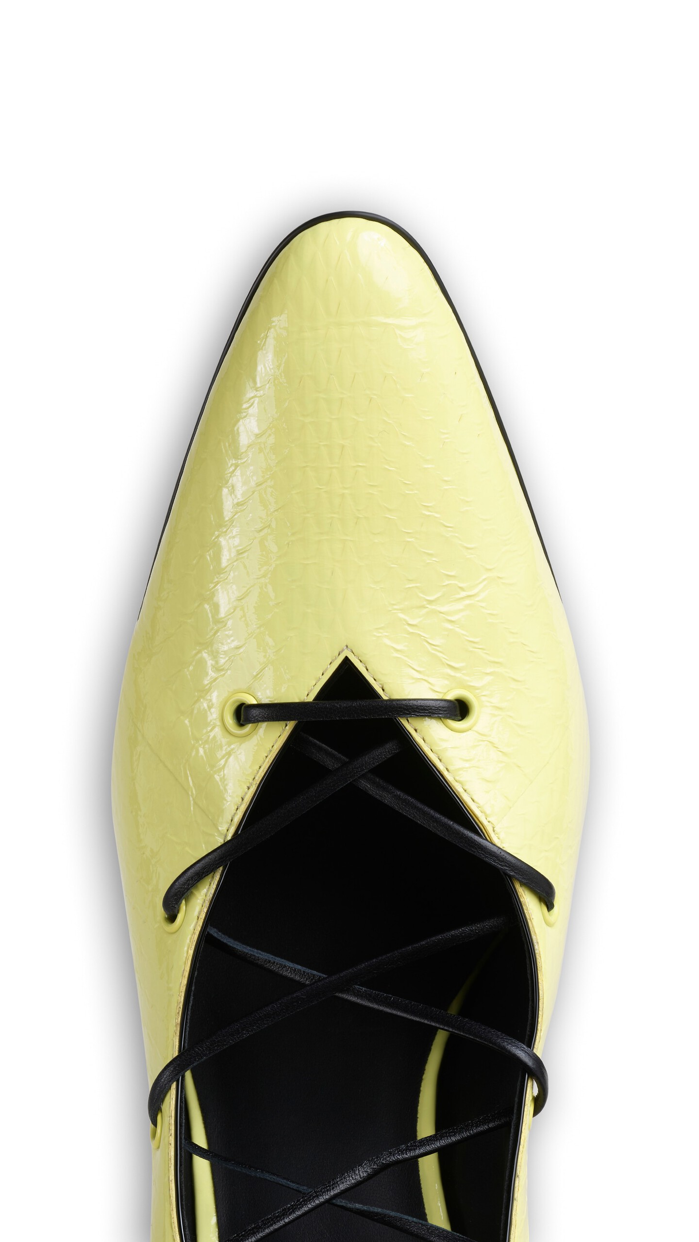 ALA&Iuml;A CONE LACED PUMPS IN AYERS LEATHER PALE YELLOW - View 4