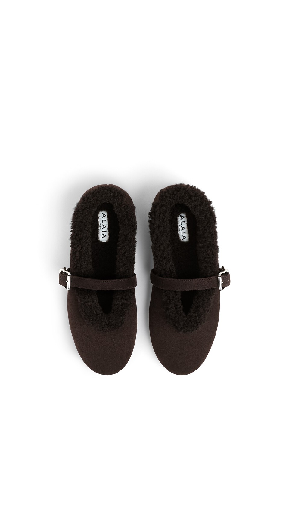 ALA&Iuml;A BALLET FLATS IN MERINO SHEARLING CHESTNUT - View 4