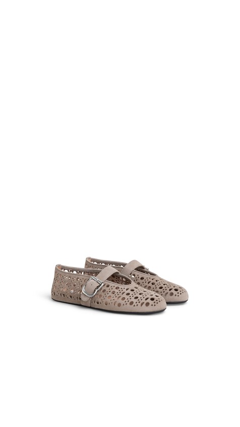 ALA&Iuml;A BALLET FLATS VIENNE IN SUEDE MIST - View 2