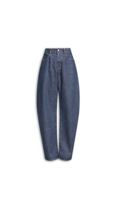 ALA&Iuml;A LOW ROUND DENIM PANTS DOCK BLUE