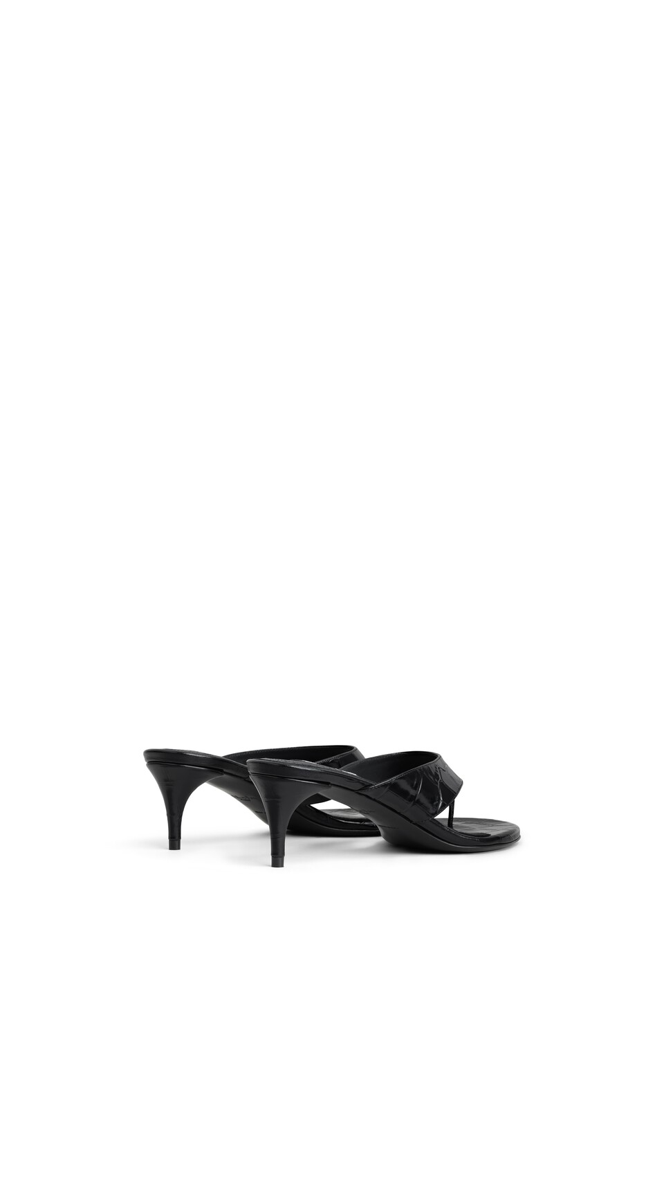 ALA&Iuml;A MULES TONG IN CROCODILE EMBOSSED CALFSKIN BLACK - View 3