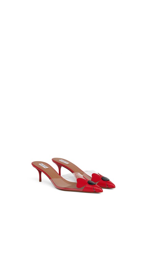 ALA&Iuml;A BLOOM MULES IN CALFSKIN RED - View 2