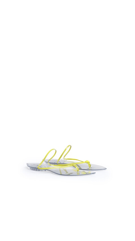 ALA&Iuml;A INVISIBLE THONG IN PATENT LEATHER LEMON YELLOW - View 2