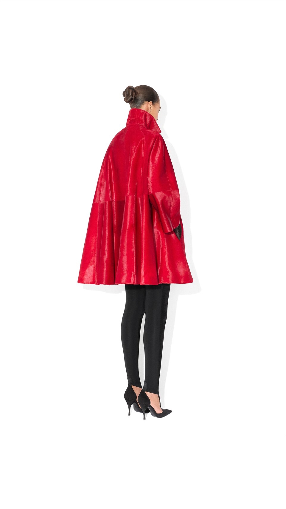 ALA&Iuml;A PONY CALFSKIN A-LINE COAT RED - View 3
