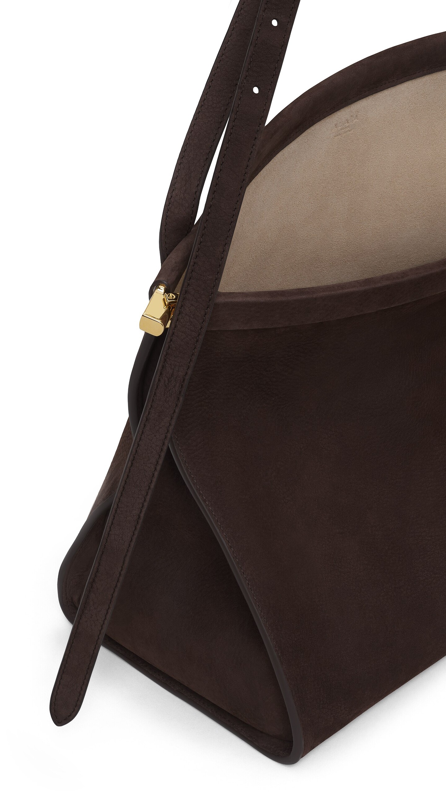 ALA&Iuml;A LE CLICK EAST WEST LARGE BAG IN NUBUCK DARK BROWN - View 3
