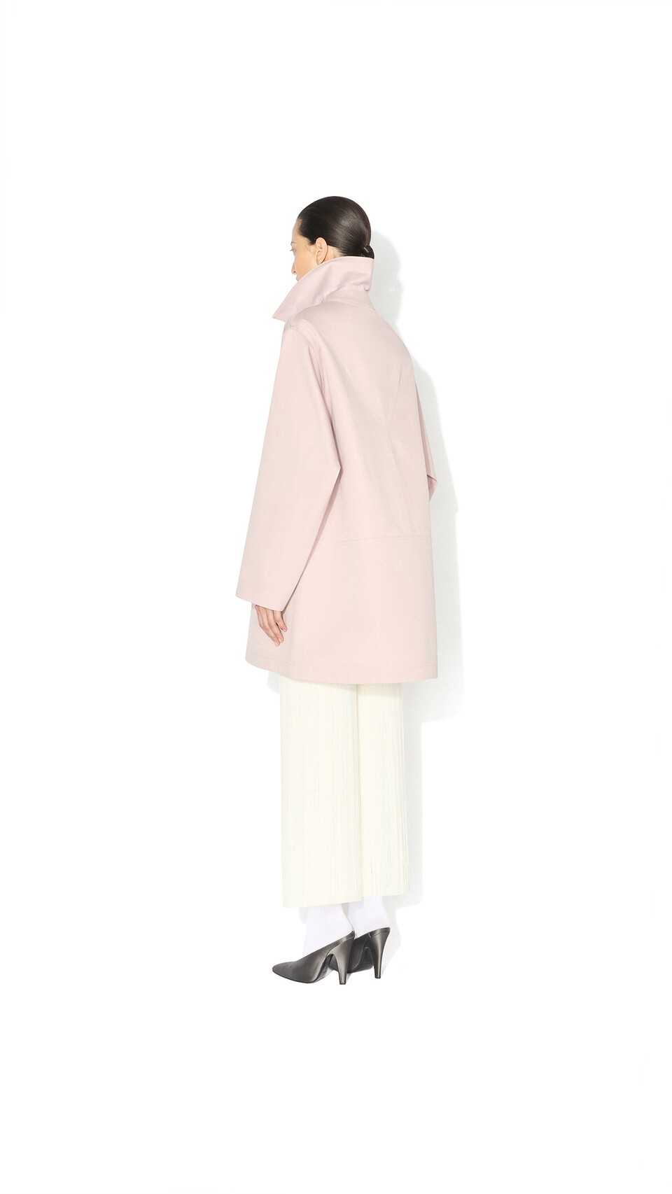 ALA&Iuml;A A-LINE SILK COTTON COAT PINK - View 3