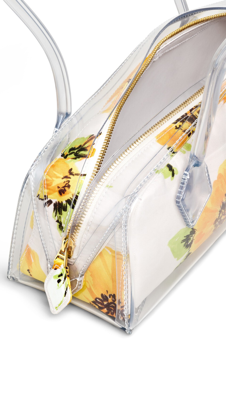 ALA&Iuml;A LE TECKEL MEDIUM BAG IN POLYURETHANE AND FLOWER PRINT WHITE/YELLOW - View 3
