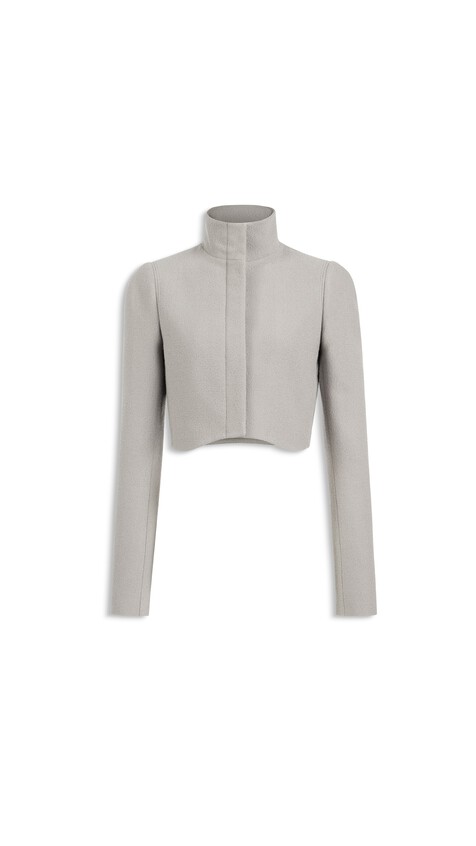 ALA&Iuml;A WOOL CREPE TAILORED JACKET GREY