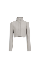 GREY - ALA&Iuml;A WOOL CREPE TAILORED JACKET