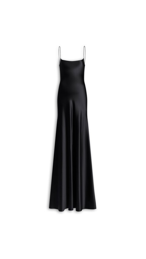 ALA&Iuml;A SLIP SILK DRESS BLACK