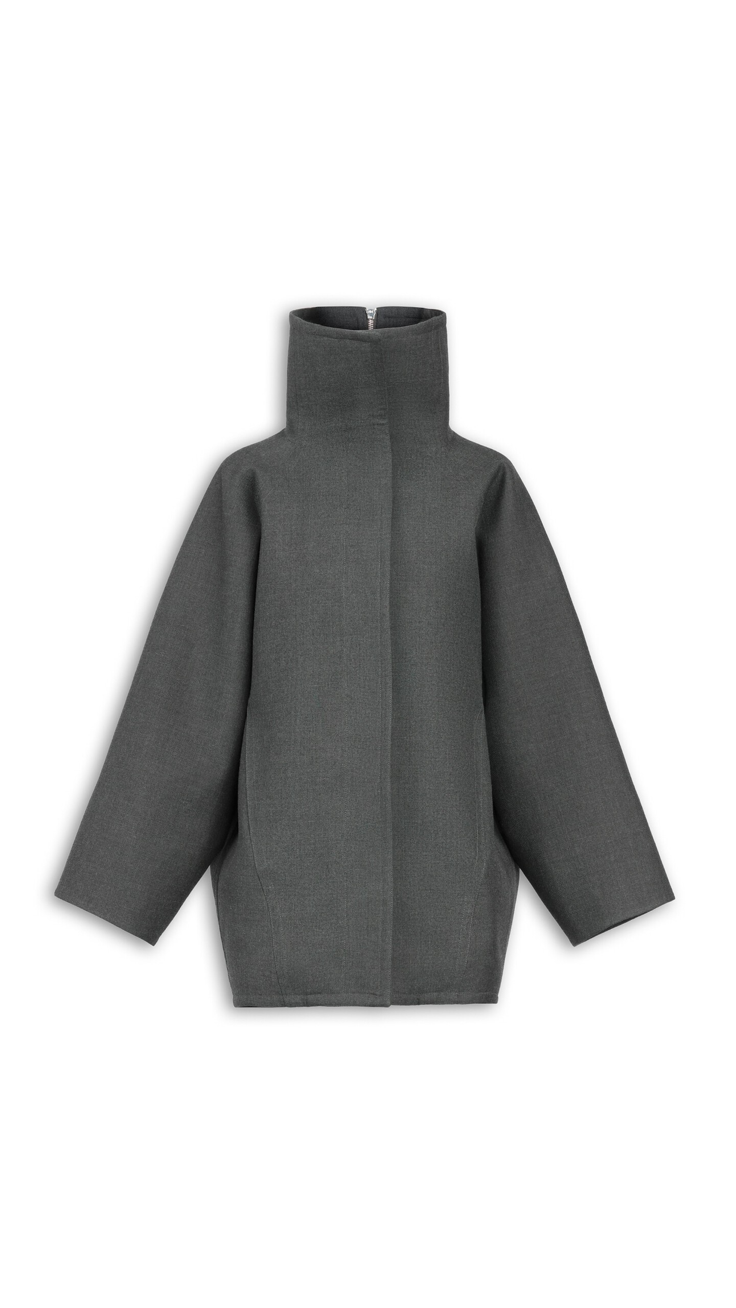 ALA&Iuml;A LAYERED WOOL COAT ANTHRACITE