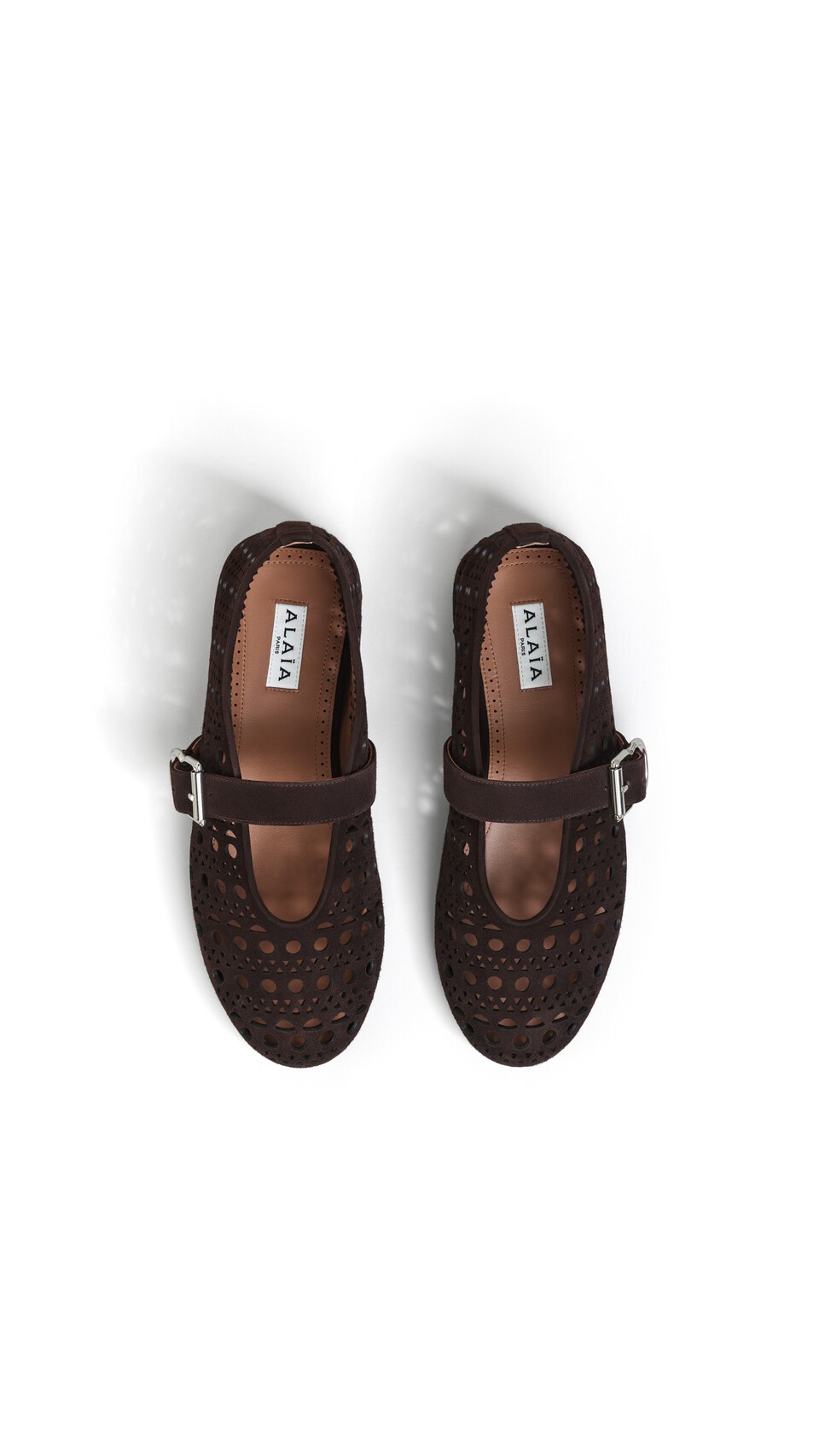 ALA&Iuml;A BALLET FLATS VIENNE IN SUEDE DARK BROWN - View 4