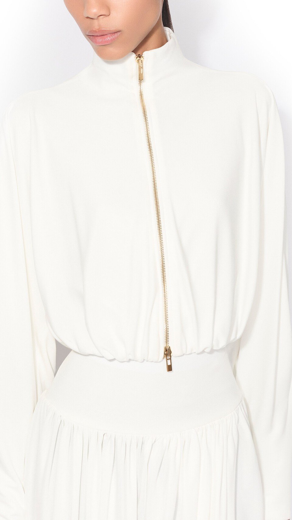 ALA&Iuml;A TWISTED FLUID JERSEY SKIRT WHITE - View 4