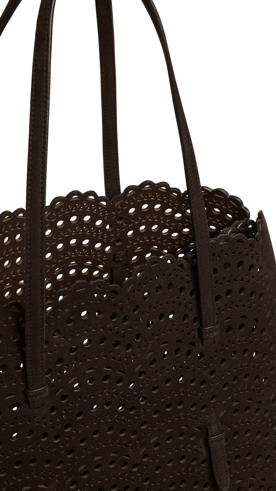 ALA&Iuml;A MINA 37 BAG IN VIENNE WAVE NUBUCK DARK BROWN - View 3