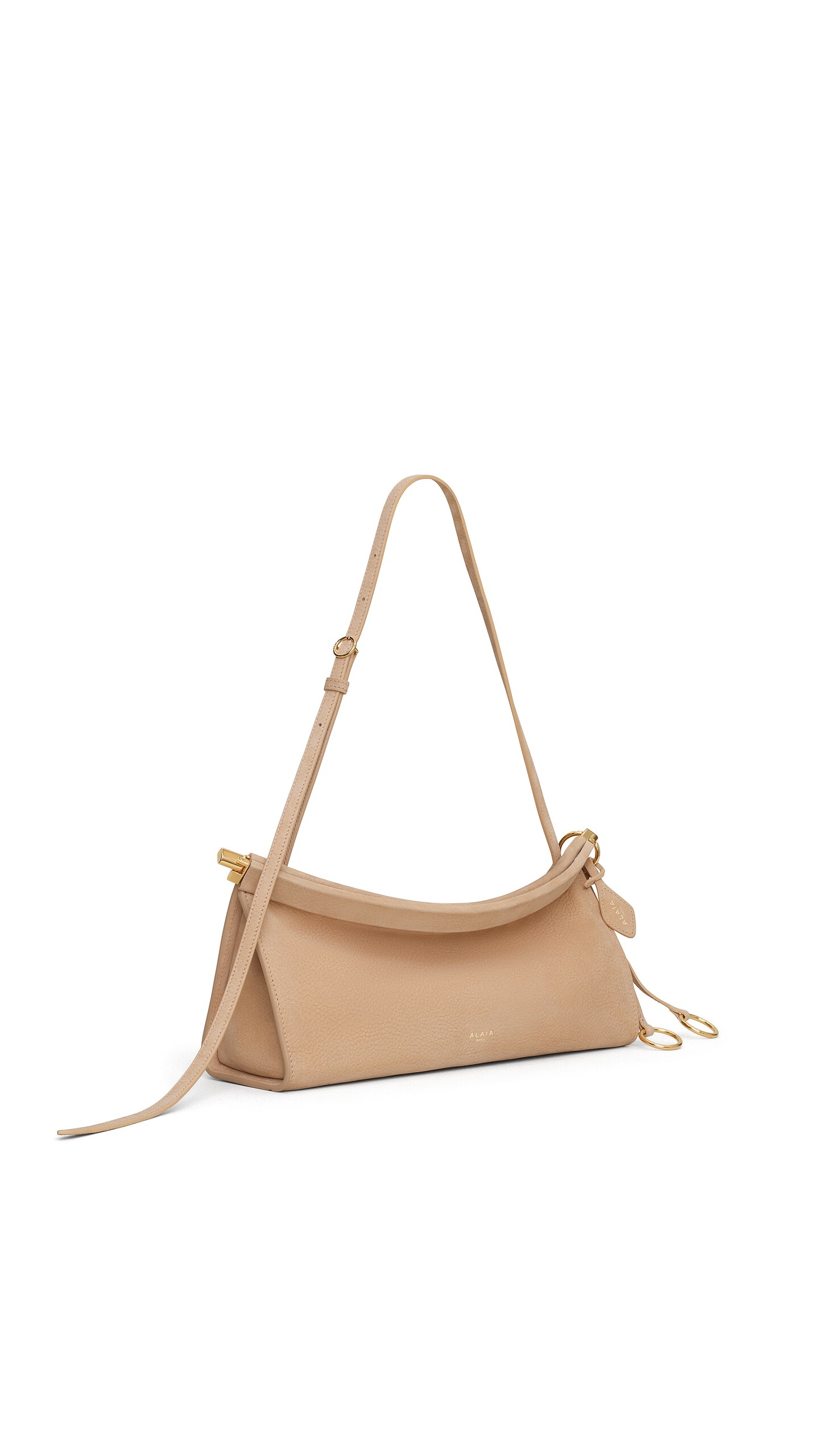 ALA&Iuml;A LE CLICK EAST WEST MEDIUM BAG IN NUBUCK DESERT - View 2