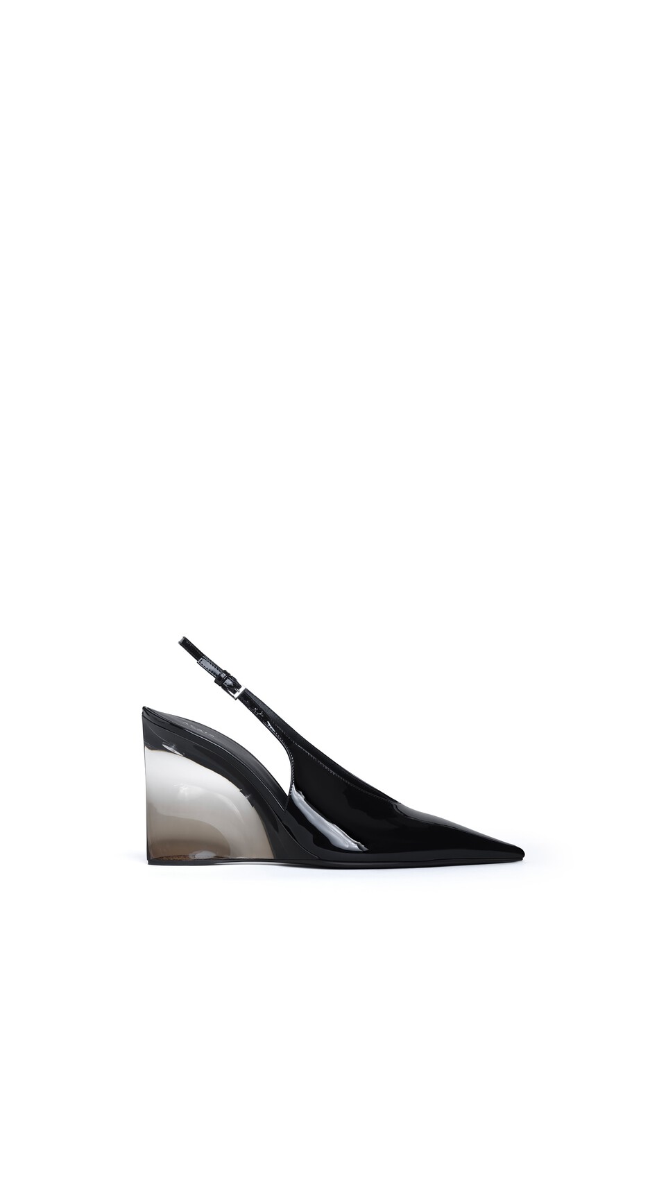 ALA&Iuml;A INVISIBLE WEDGE SLINGBACKS IN PATENT CALFSKIN BLACK
