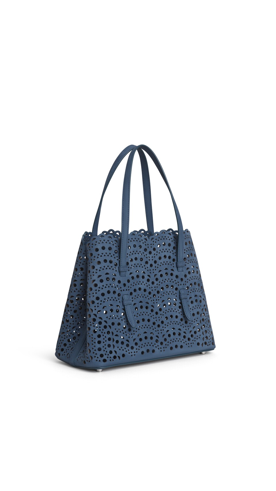 ALA&Iuml;A MINA 25 BAG IN PERFORATED VIENNE NUBUCK  BLUE - View 2
